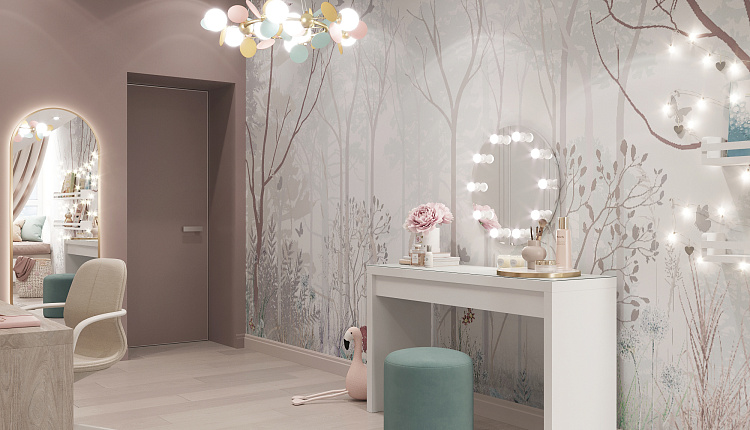 Проект комнаты для девочки от дизайнера Елены Коровиной  Проект комнаты для девочки от дизайнера Елены Коровиной