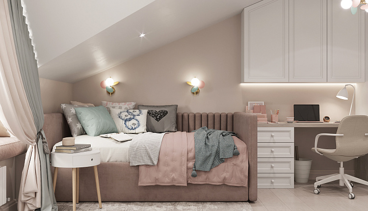 Проект комнаты для девочки от дизайнера Елены Коровиной  Проект комнаты для девочки от дизайнера Елены Коровиной