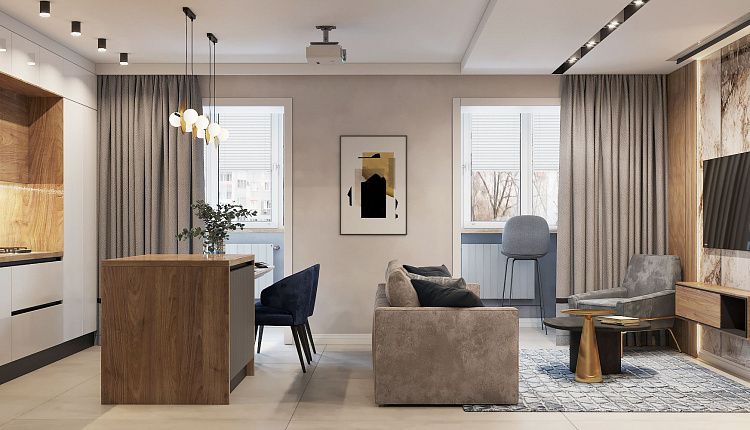 Проект кухни-гостиной Проект кухни-гостиной