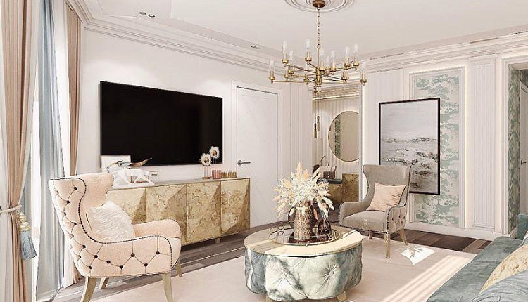 Гостиная с бирюзовыми нотками от @kurvichevairin