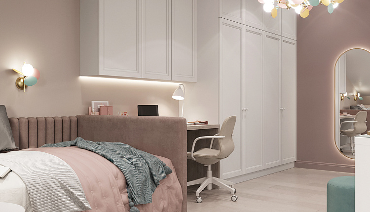 Проект комнаты для девочки от дизайнера Елены Коровиной  Проект комнаты для девочки от дизайнера Елены Коровиной